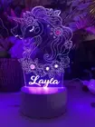 Personalised Unicorn Flower Night Light Nursery table lamp Acrylic custom name