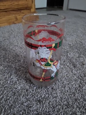 Vintage Libbey Carousel Horse Glasses Set Of 8 Tall Pristine Seasonal