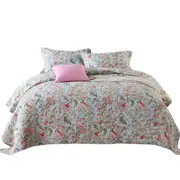 Catzon 3 Pieces Queen Size Quilt Bedding Set Floral Reversible Bedspread for Farmhouse Bedroom-HML