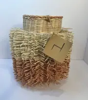 Hollis+Hanh Organic One Of A Kind Basket Natural & Pink New With Tags BOHO LOOK
