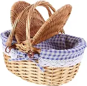 BESPORTBLE Picnic Basket Wicker Picnic Hamper Desktop Basket Harvesting Basket Insulated Shopping Basket Weaving Basket Basket Baskets Storage Organization Black Basket Picnic Kit Cloth