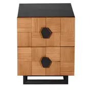 Alton Bedside Table - Small Natural and Black