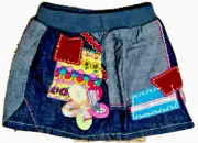 NWT Floral Patchwork Boho Adorable Denim Jean Skirt Sizes 3/4 4/5 5/6