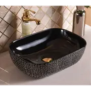 465*320*135mm SIMA Gloss White/Gloss Black/Silver Above Counter Basin Inside Textured Surface Outside Ceramic Finishing 32mm No Overflow Waste Not Included With Basin