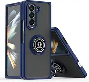 Compatible with Samsung Galaxy Z Fold6 Case,Compatible with Samsung Galaxy Z Fold6 5G SM-F956 Built-in Bracket Car Magnetic Shockproof and Anti-Drop Phone Case Cover Blue
