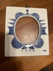 Royal Copenhagen Photo Picture Granny Chic 1970 W Insert Hook & Box Blue White