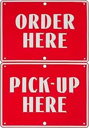 Order Here Pick Up Here Aluminum Sign Set | Coffee Bar, Food Truck, Ice Cream Shop, Store Display and Decor Signs. Aluminum Signs, 11" x 8.3"