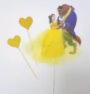 3pcs Beauty and the beast cake topper Belle toppers Disney Princess Fairytale