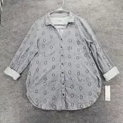 Sonoma Pajama Top Womens Large Button Front Gray