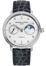 CONSTANT 康斯登 SLIMLINE MOONPHASE 系列 月相鑽圈機械女腕錶(FC-702SD3SD6)-38MM-白面皮革【刷卡回饋 分期0利率】【APP下單點數4倍送】