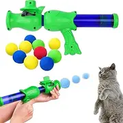 Cat Interactive Toys Cat Ball Launcher Cat Toy Ball Guns - Cat Fetch Toy Guns Shooter with 10Pcs Soft Pom-Pom Balls, Silent Cat Ball Shootings Toys for Interactive P'lay & Hunting Instinct for Indoor
