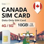 travSIM Canada SIM Card | 12GB Data | 4G/5G Speeds | Canada & USA Use | 14 Day Plan