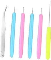 6pcs DIY Paper Quilling Tool with Rolling Pens Tweezers and Piercer for Creative Paper Craft Projects Comfortable Grip Sturdy and Design Random Color