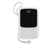 15W Digital Display Mobile Power Supply 3A Fast Charge Type-c Portable Charger with Charging Cable-White