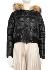 Black Alberta Fur-Trimmed Down Jacket