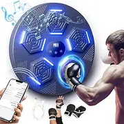 PFATURKHN Wall Mounted Boxing Training Machine,2024 Upgrade Electronic Music Boxing Machine with 2 Boxing Gloves & USB Charging and Bluetooth Smart Punching Pad Machine,Training Hand Eye Coordination
