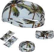 FJWSLCH Hawaiian Surfer on Wavy Headbands for Women Men Non Slip Workout Sweatbands Adjustable Sports Hair Bands Elastic Head Bands Moisture Wicking Hairband for Running, Cycling, Yoga, Spa