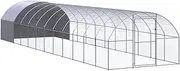 Outdoor Chicken Coop 3x12x2 m Galvanised Steel Spacious Enclosure with Water-Resistant Roof, Silver - Durable and Easy to Maintain Poultry Cage for Chickens, Hens, Ducks, and Small Animals