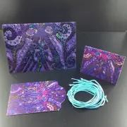 Purple Note Card Tag Matching Set & String Labels Handmade Original Designs