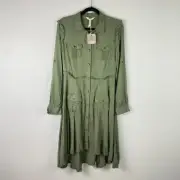 Matilda Jane Shirt Dress Size Medium Button Ruffle Green Once Upon A Time