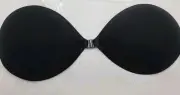 New Boost Bra Stick-On Strapless Back Black D-Cup Push Up Bare Naked Gel Pads