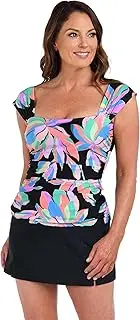 [Maxine Of Hollywood] Women's Cap Sleeve Tankini Swimsuit Top