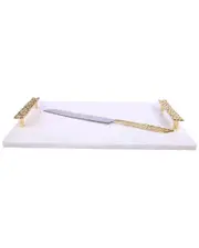 Alice Pazkus Marble Challah Tray with Mosaic Handles