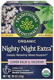 Traditional Medicinals Organic Nighty Night Extra Tea with Valerian Root for Relaxation, 16 Tea Bags (Pack of 1)