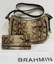 NWT Brahmin Shayna Shoulder / Crossbody Bag in Hazelnut Shenandoa w/ Ady Wallet