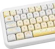 COOMICKEY 132 Key PBT Keycap Set, MOA Profile Dye-Sub Cute Cartoon Theme Keycaps for 61/84/87/98/100/104 Cherry MX Gateron Kailh Cross Type Switch ANSI Mechanical Keyboard DIY（Yellow）