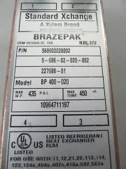 Xylem BP 400-020 Brazepak Plate Heat Exchanger, 3.25" X 8.25", 568602020002