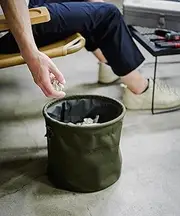 Gordon Miller 1762322 Cordura Folding Bucket for Cars, 3.2 gal (12 L), Car Wash, Trash Can, Small Storage Box, Foldable, Olive Drab