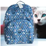 Vera Bradley Essential Large Laptop Travel School Backpack In Cats Meow Kittens