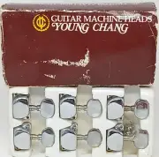 Guitar Tuning Machine Heads Young Chang 6 Chrome New Open Box Vintage #D-15