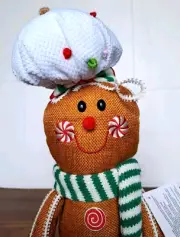 GINGERBREAD BOY SHELF SITTER PLUSH CHRISTMAS DECOR LIGHTED COLOR CHANGING 20"