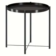 NNETM Black Round Coffee Table with Detachable Tray