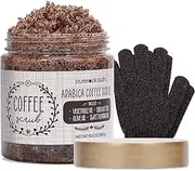 Puresoak Bath Arabica Coffee Scrub Body Scrub Set Gift Spa Bath Scrub for Exfoliate & Moisturize Body Skin Face, Hand, Foot Scrub Set Gifts For Women & Men Spa Bath Set-10.6OZ Coffee Scrub & Free Scrub Gloves