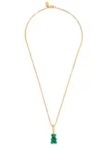 Crystal Haze Nostalgia Bear 18kt Gold-plated Necklace - Dark Green ONE SIZE