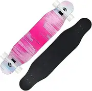 Sports Longboard Skateboard, 43" 7-Layer Maple Wood Four-Wheeled Double Tilt Throbbing Pattern Brushing Street Dance Board Suitable for Beginners Adults