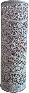 Hand Carved Cylindrical Soapstone Flower Vase 12 Inches Natural Soapstone