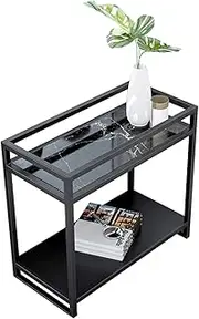 Exquisite Slim Marble Coffee Table, Home Living Room 2-Tier Storage Table Cafe Hotel Magazine Table Sofa Side Table,Size: 60 * 30 * 55CM(Size:60 * 30 * 55CM,Color:C)