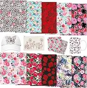 Tintnut Rose Infusible Transfer Ink Sheets - 10 Sheets 12"x10", Flower Pattern Sublimation Transfer Paper Bundle Compatible with Cricut for DIY Mugs, Tumblers, Key Chain, T-Shirts