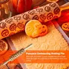 Tool Bake Cookies Halloween Rolling Pin 3D Pumpkin Wooden Embossing Decorative