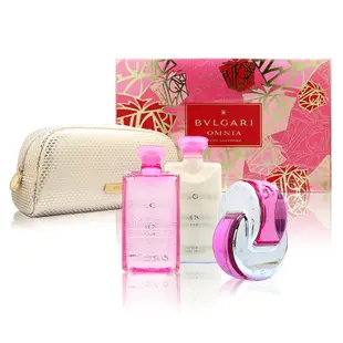 BVLGARI 寶格麗 粉晶淡香水包包禮盒 (淡香水65ML+身體乳75ML+沐浴膠65ML+包包)