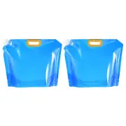 2Pcs 10L Collapsible Water Container Bag Plastic Storage Jug Water Bag Blue