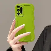 [UEEBAI] Wave Frame Case for Samsung Galaxy A13 5G Phone Case,Cute Wave Frame Slim Fit Shockproof Phone Bumper Cover Soft Pretty Curly Wavy Case Anti-Scratch TPU Case for Girl and Women - Green