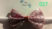 Red Silver Sparkle Bow Headband or Ponytail Holder