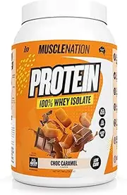 Muscle Nation Choc Caramel Flavour Whey Protein Isolate 990g (30 Serves)