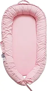 CooCooBaby Infant Lounger, Baby Nest Cover for Baby Girls & Boys, Newborn Essentials for Baby 0-12 Months, 100% Cotton Breathable, Co Sleeper Portable Travel Bed (Misty_Rose)