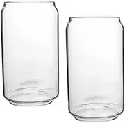 2Pcs Heat Resistant Glass Beer Cup Unique Can Shape Beverage Glasses for Cold Drinks Stylish Cocktail Cups for Home and Bar Use Lightweight and Design